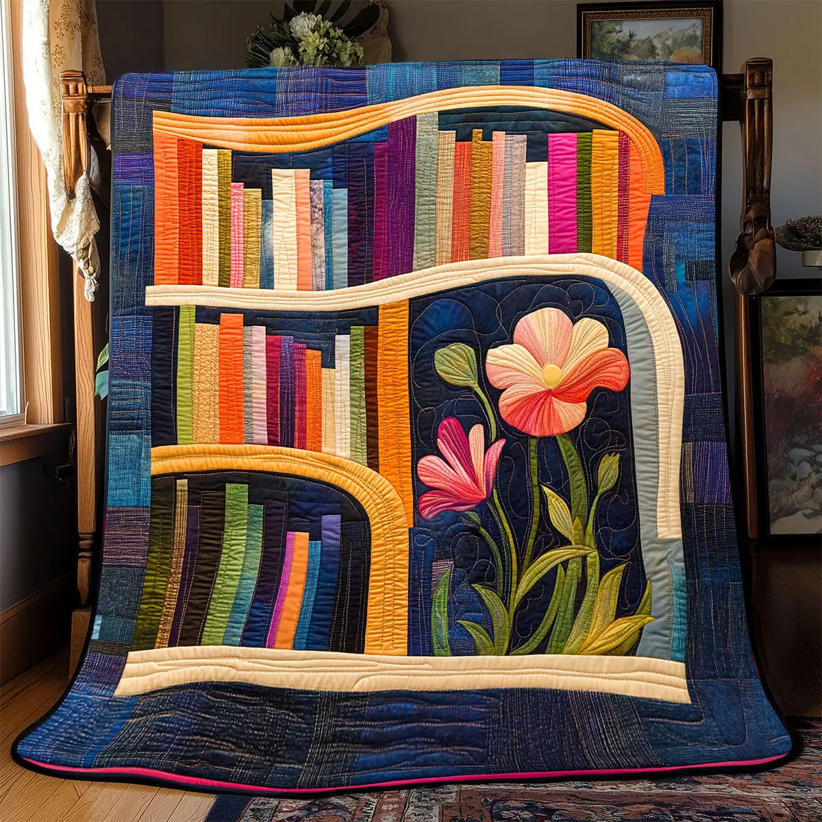 Floral Bookshelf Quilt Best Throw Blanket Birthday Presents For Mum