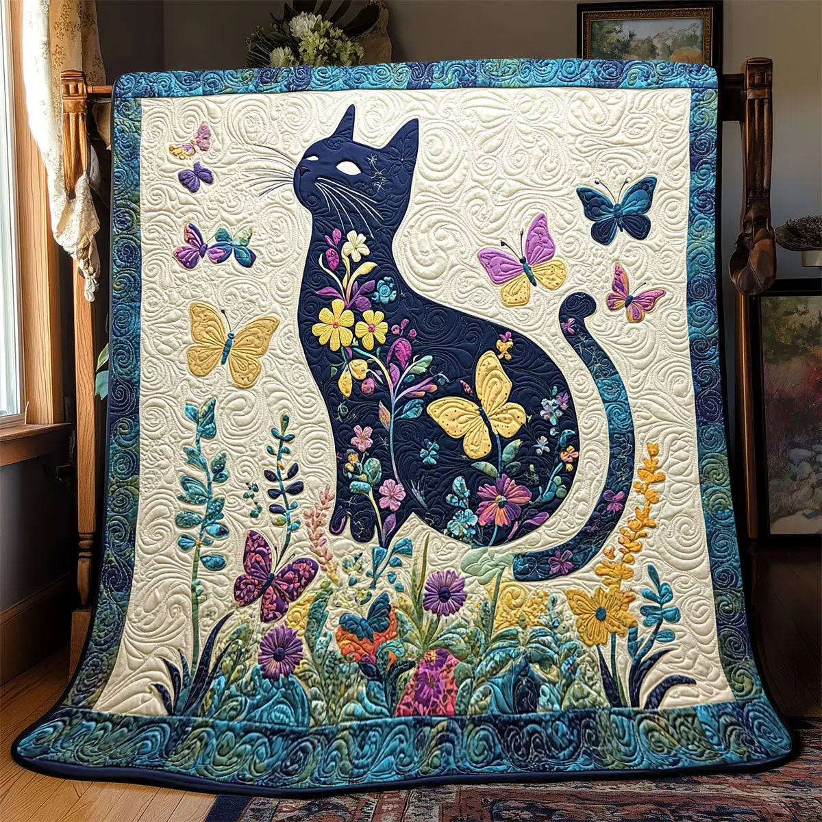 Floral Cat Quilt Best Throw Blanket Birthday Presents For Mum