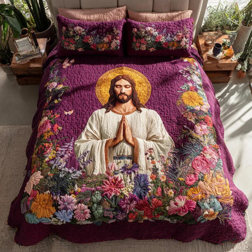 Floral Devotion Quilted Bedding Set Modern Bedding Set to Upgrade Your Bedroom