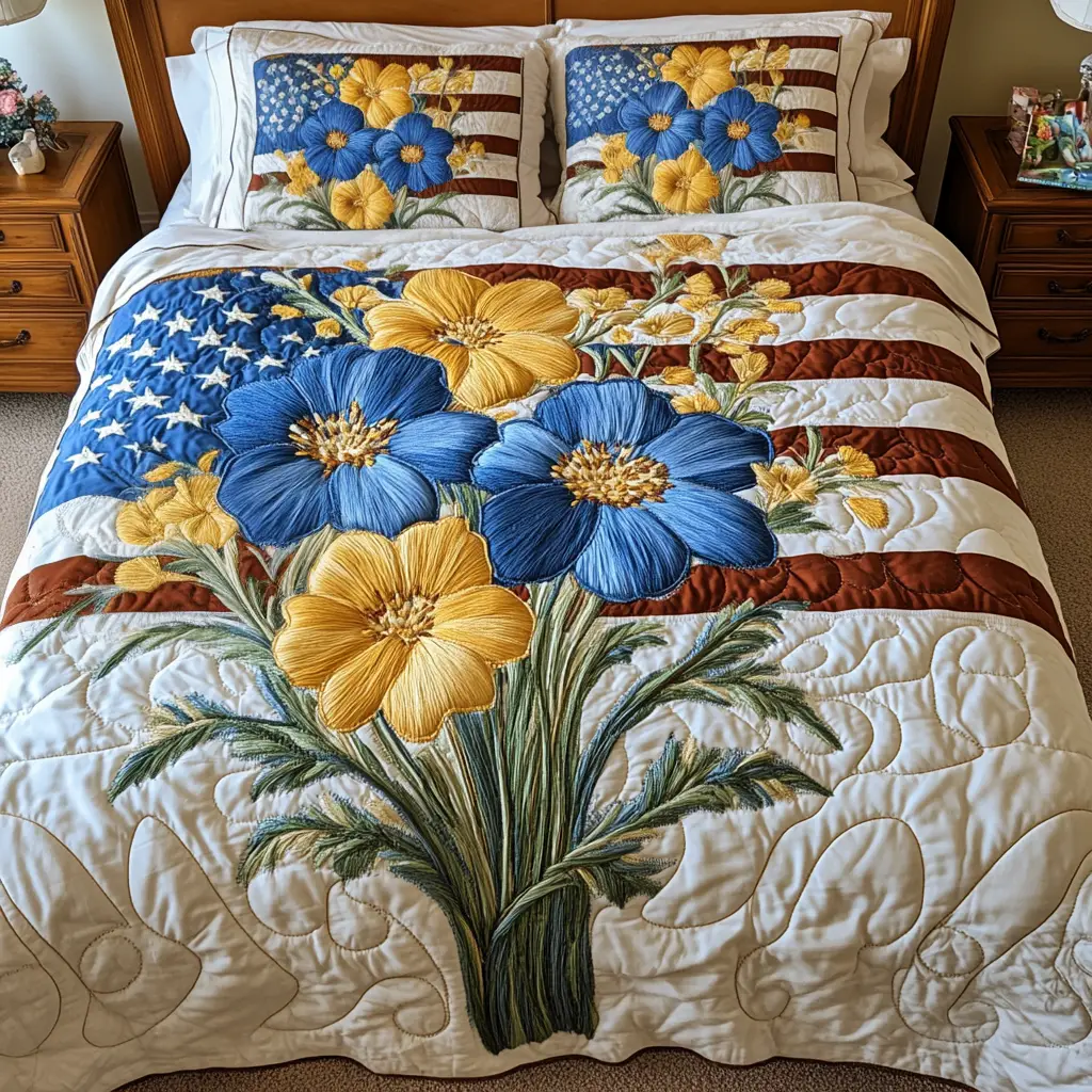 Floral Dreams Quilted Bedding Set Bed Sheet Set Fourth Of July Birthday Presents Floral Dreams Quilted Bedding Set Bed Sheet Set Fourth Of July Birthday Presents - Image 1
