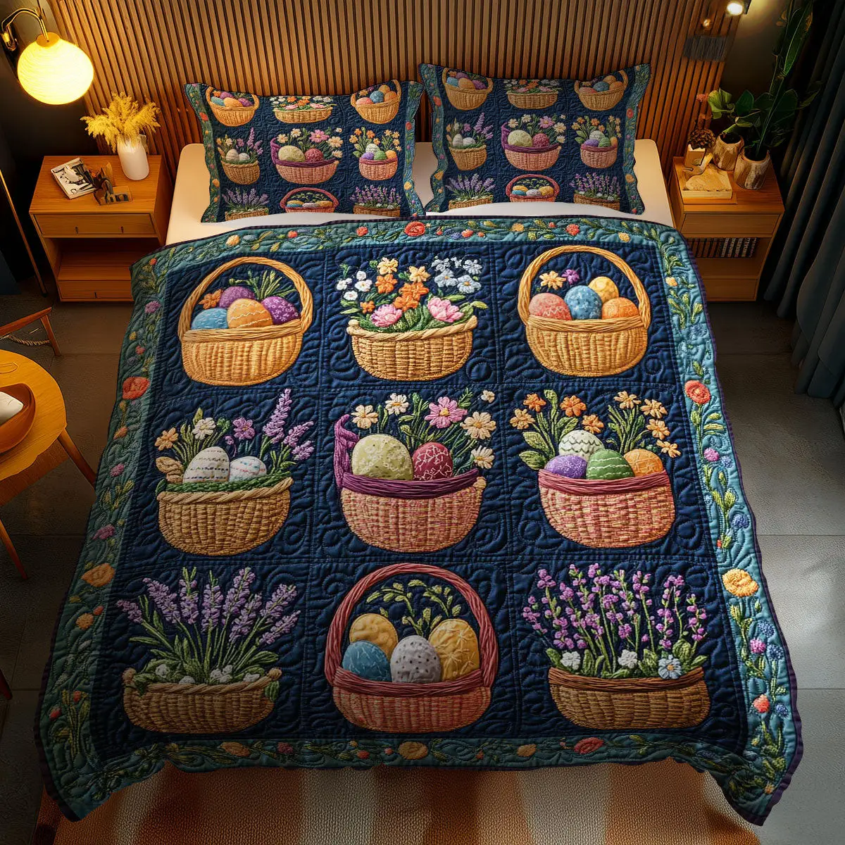Floral Easter Joy Quilted Bedding Set Holiday Bed Sheet Set Gifts For Mom