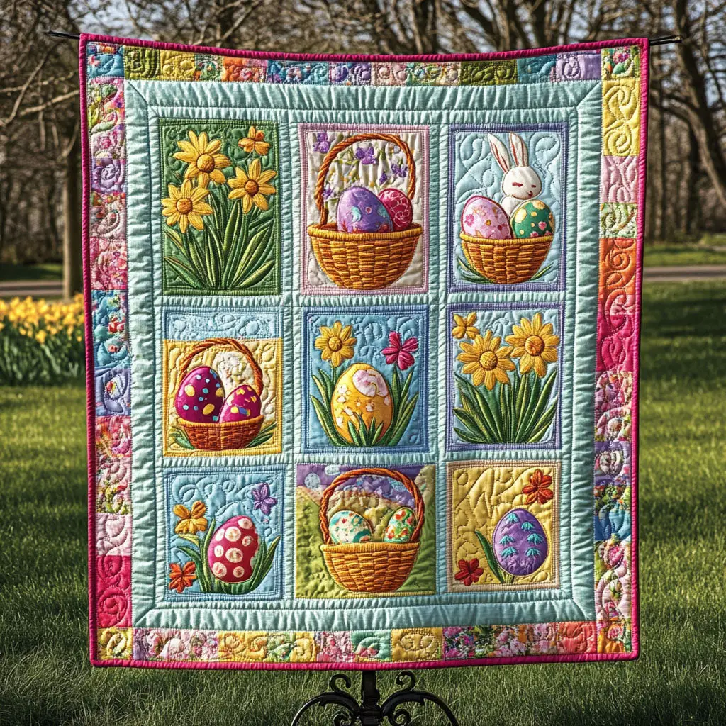Floral Egg Garden Quilted Blanket Bed Room Decoration Gifts Ideas For Dad