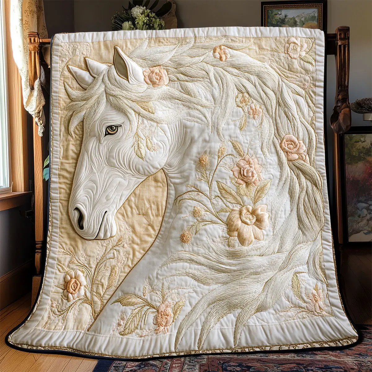 Floral Horse Quilted Blankets Dad Gifts For Father's Day 2025