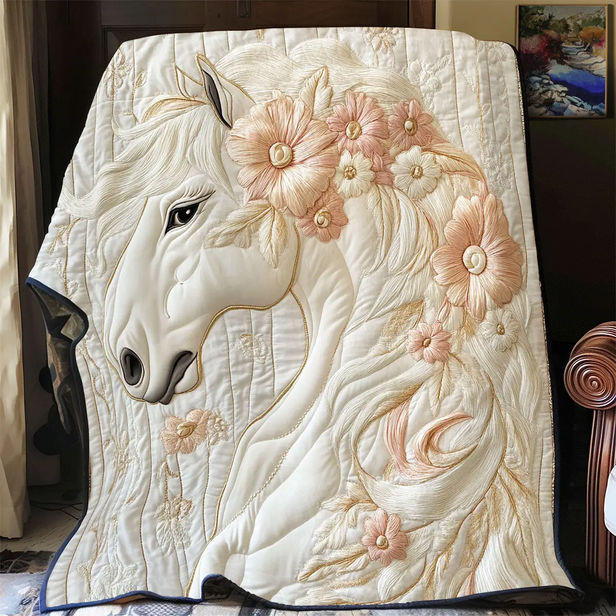 Floral Horse Quilted Blankets Horse Themed Gifts For Adults