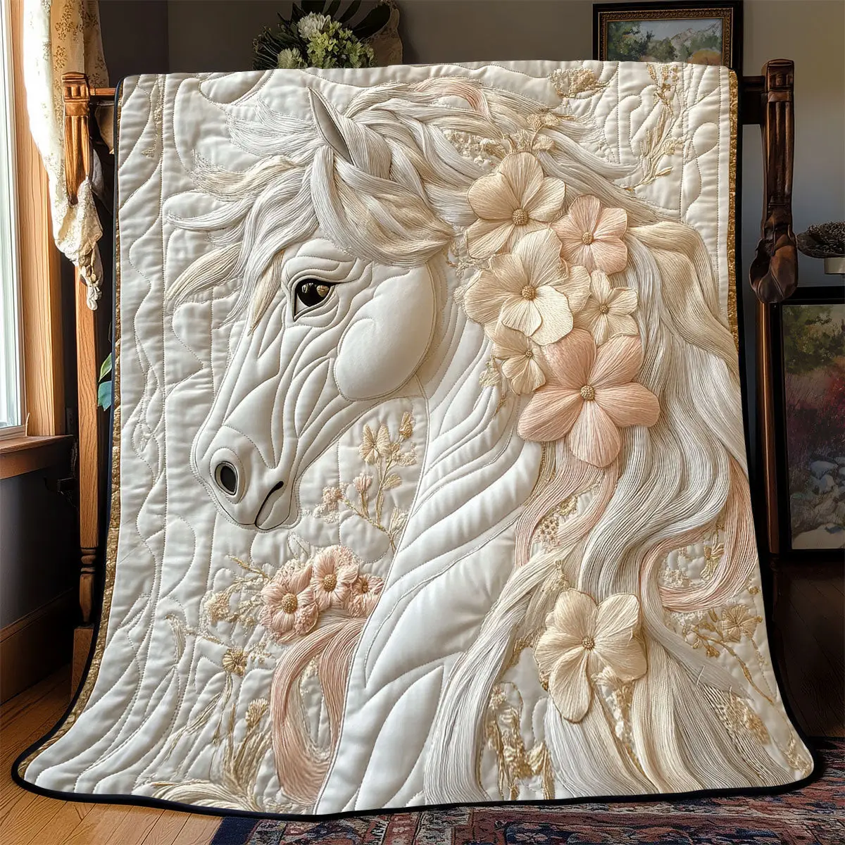 Floral Horse Quilted Throw Blankets Father In Law Gifts Dad's Day