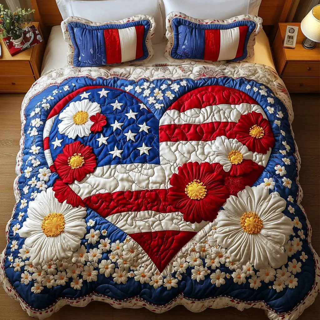 Floral Liberty  Quilted Bedding Set  Best Comforter Sets 4Th Of July Neighbor Gifts