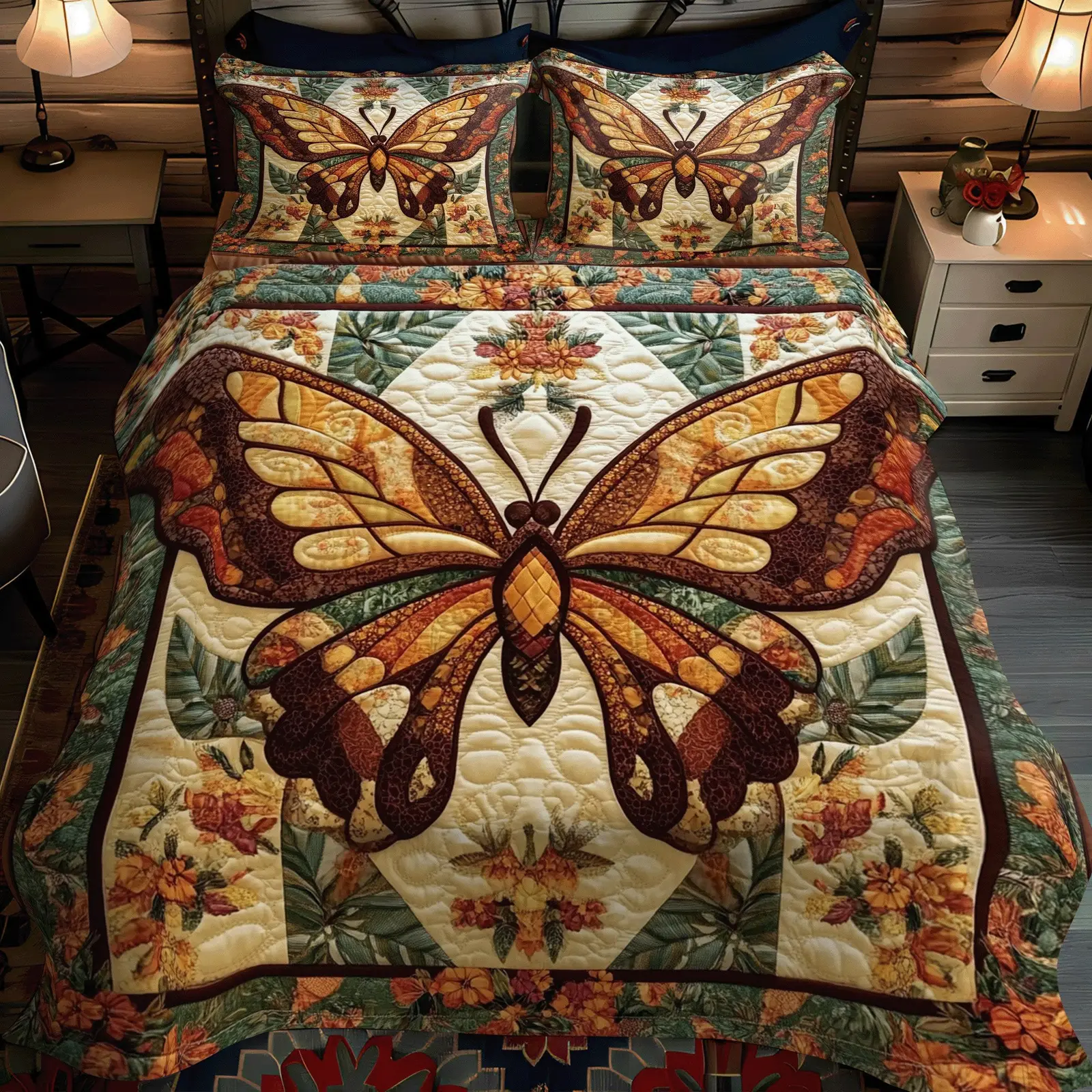 Floral Monarch Quilted Bedding Set Soft and Cozy Bedding Set for Comfortable Sleep Floral Monarch Quilted Bedding Set Soft and Cozy Bedding Set for Comfortable Sleep - Image 1