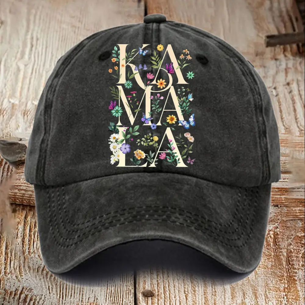 Floral Politics Kamala Harris Voting 2024 Presidential Election Distressed Hat Flowers Kamala Harris Hat Gift For Dad