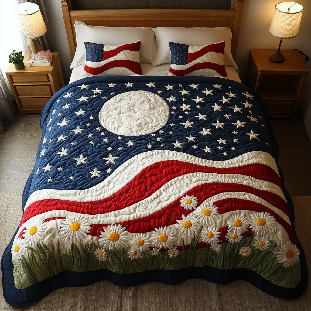 Floral Pride  Quilted Bedding Set  Bed Sheet Set Fourth Of July Birthday Presents