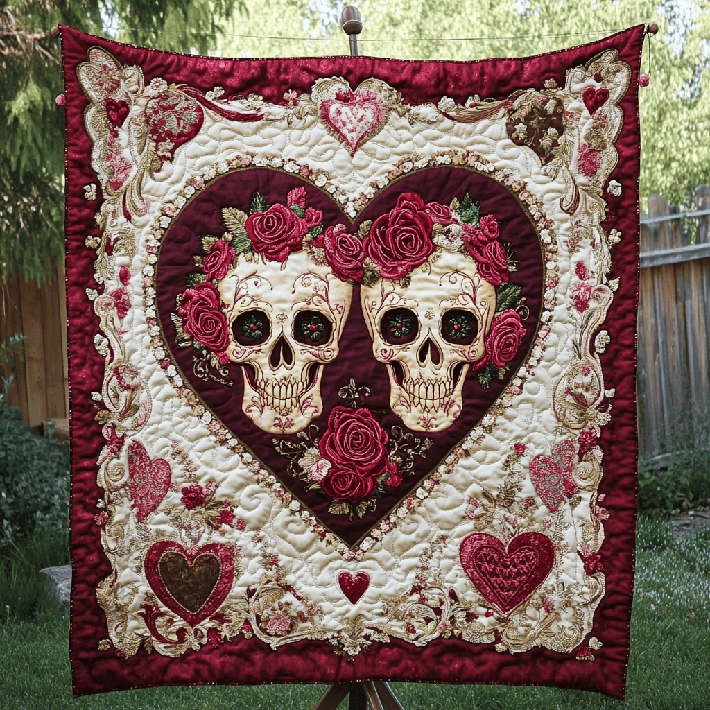 Floral Skulls Quilted Blanket Room Accessories Valentines Gifts For Boyfriend