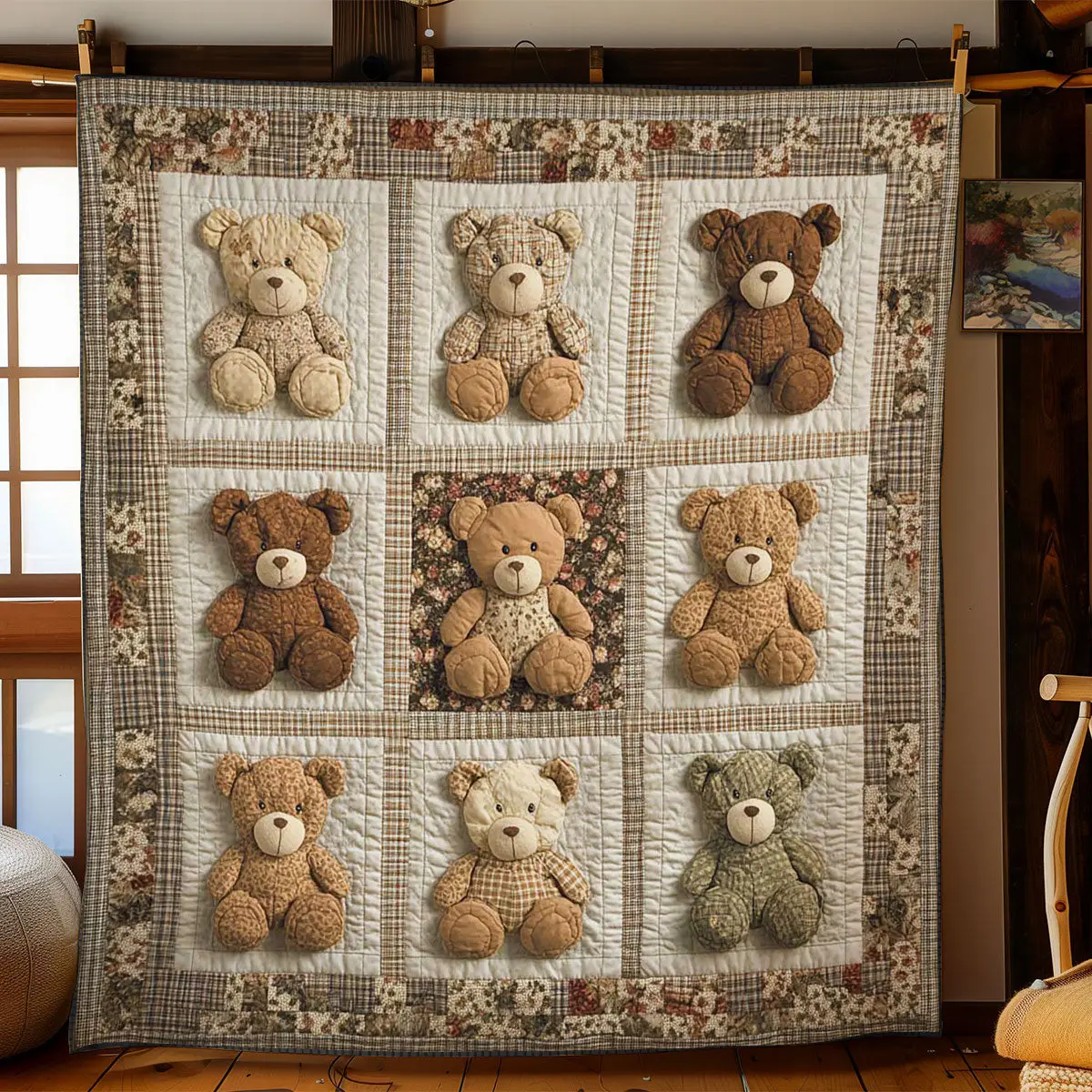 Floral Teddy Bear Quilt Warm and Stylish Quilt Blanket for Winter Nights