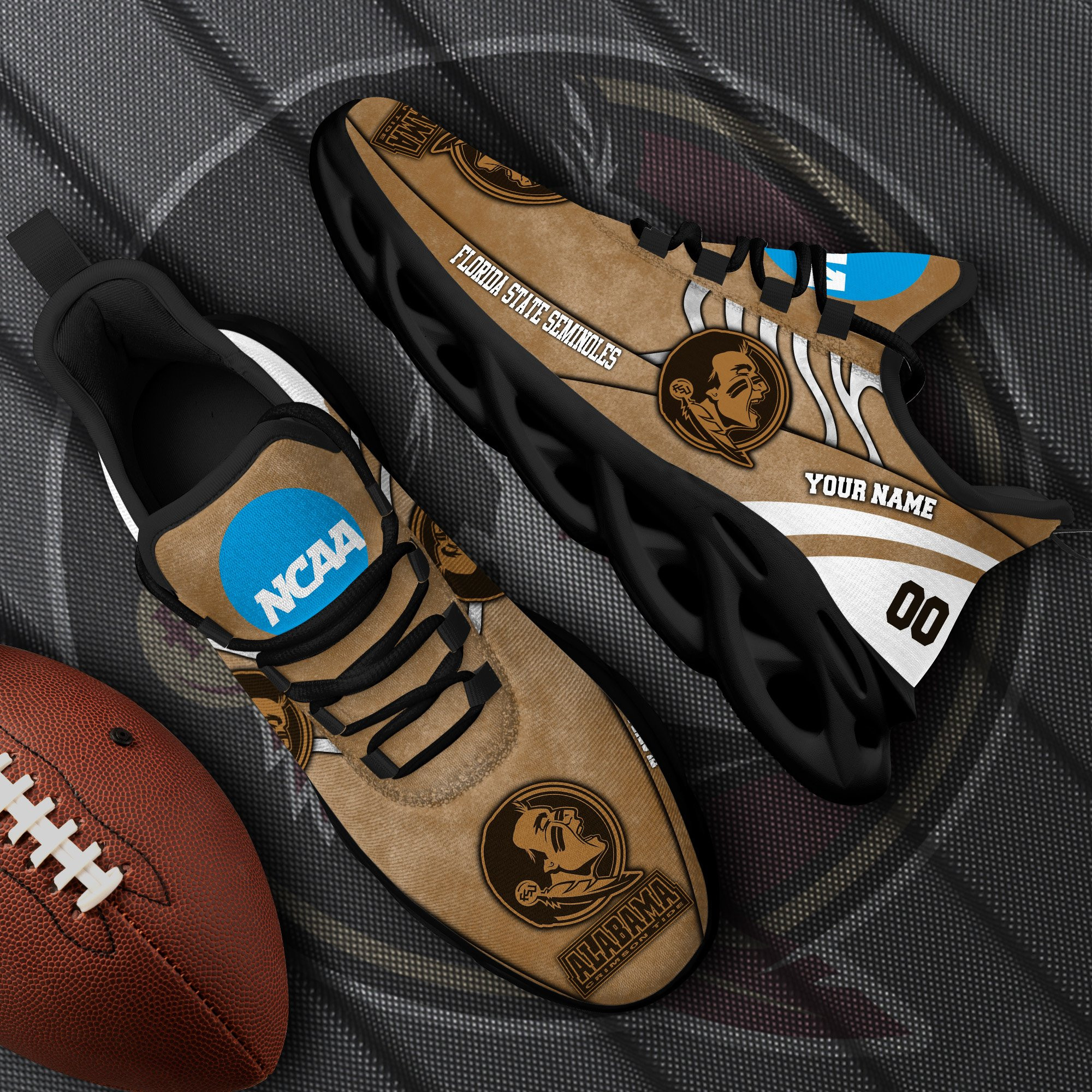 Florida State Seminoles Black Max Soul Shoes 2026 Versions Custom Your Name And Number 312