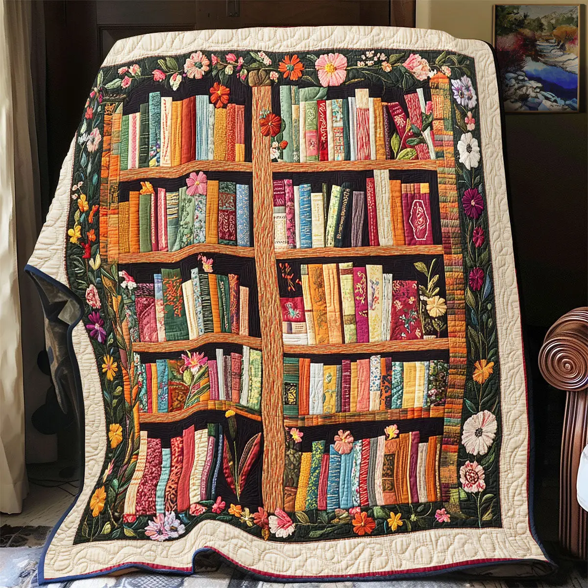 Flower Bookshelf Quilt Blankets Throws And Blankets Unique Mother's Day Gifts