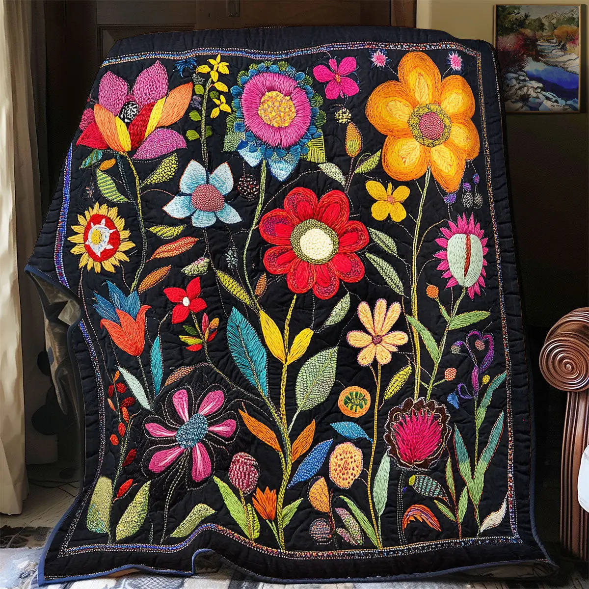 Flower Garden Quilt Blankets Best Throw Blanket Birthday Presents For Mum Flower Garden Quilt Blankets Best Throw Blanket Birthday Presents For Mum - Image 1