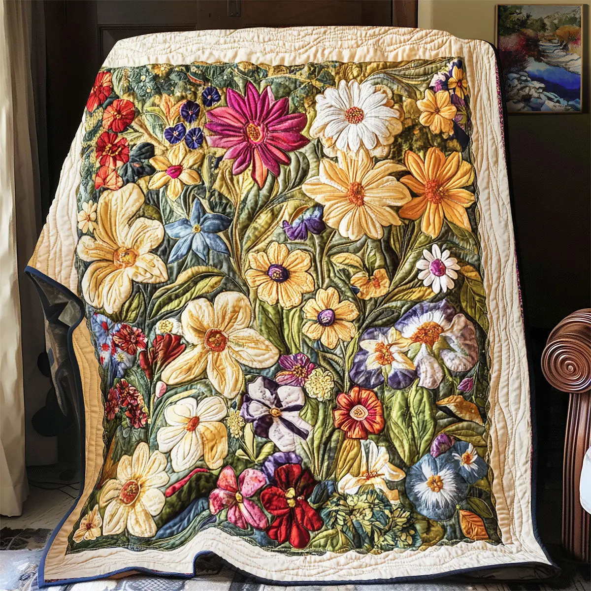 Flower Quilt Blankets Couch Blanket Gifts For Father's Day From Daughter