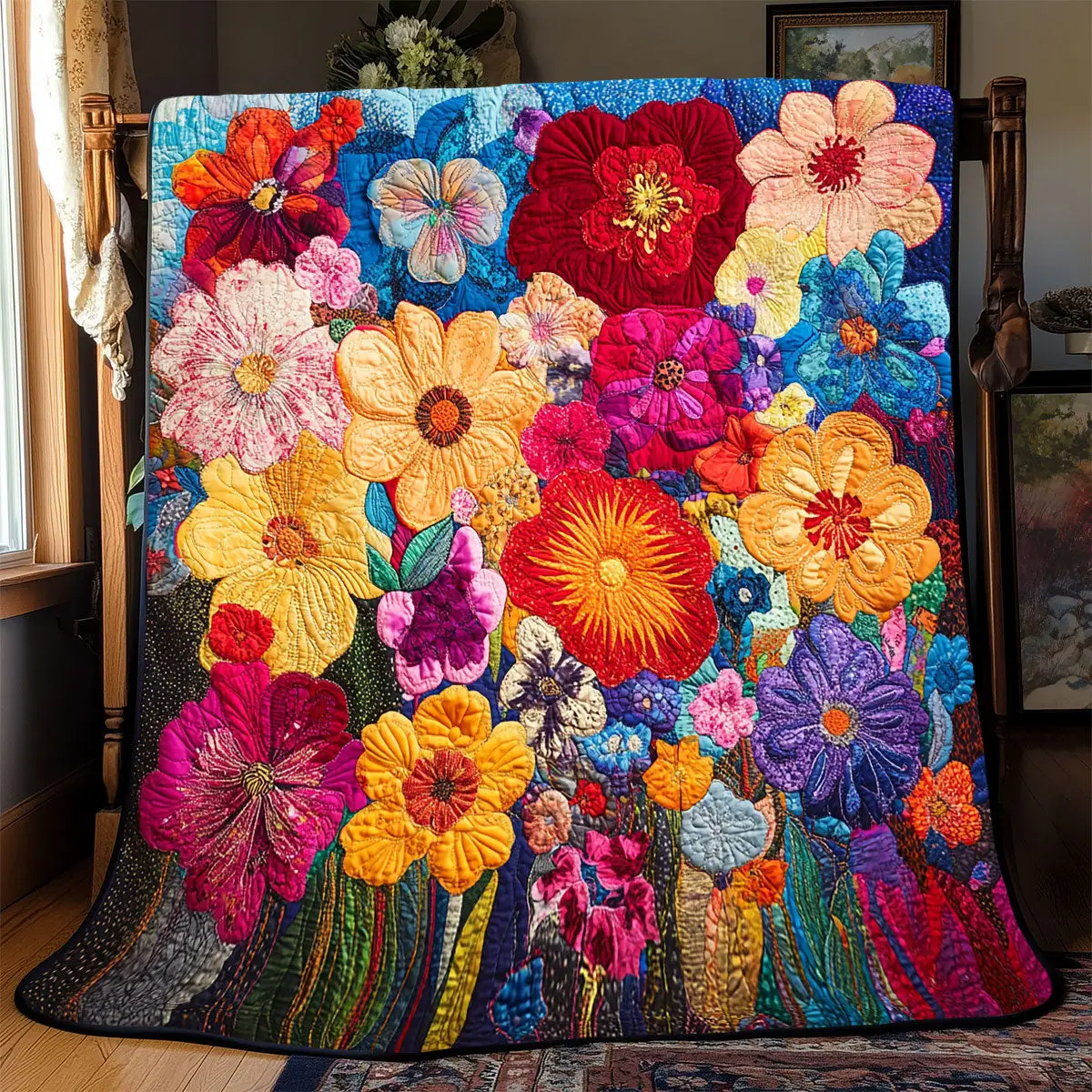 Flower Quilted Blankets Mothers Day And Fathers Day Gifts