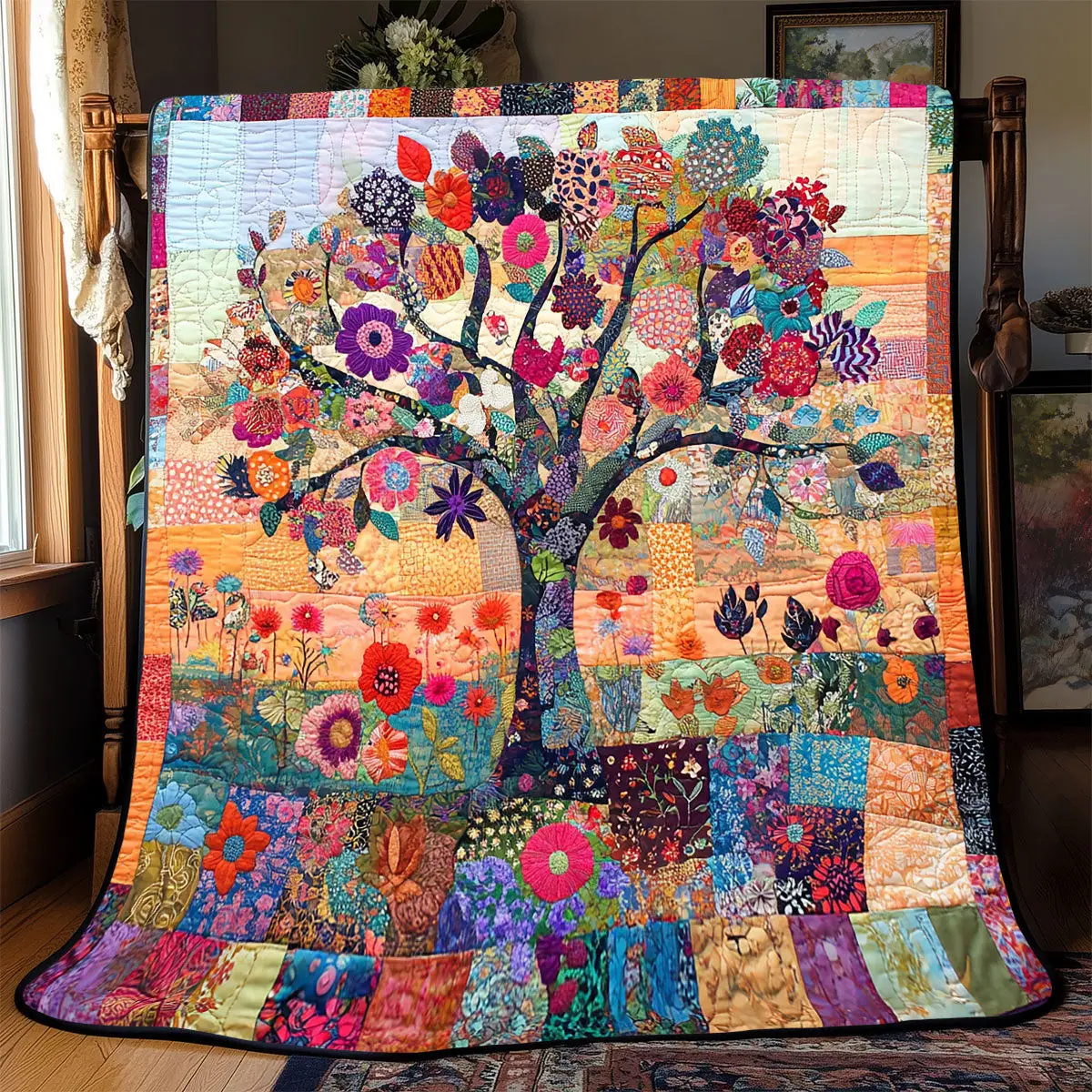 Flower Tree Quilt Blankets Best Throw Blanket Great Gifts For Mom Flower Tree Quilt Blankets Best Throw Blanket Great Gifts For Mom - Image 1