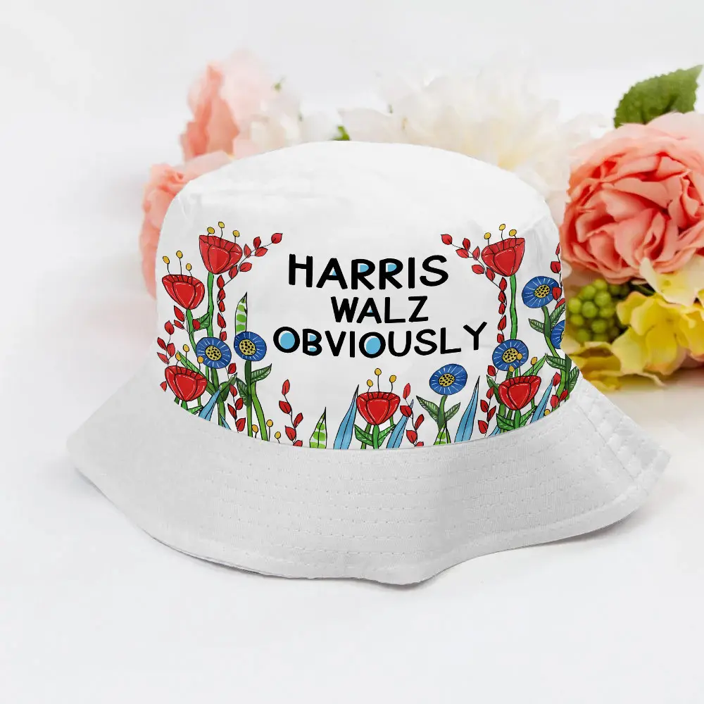 Flowers Harris Walz Obviously Bucket Hat Harris Walz Hat Gifts For Democrats