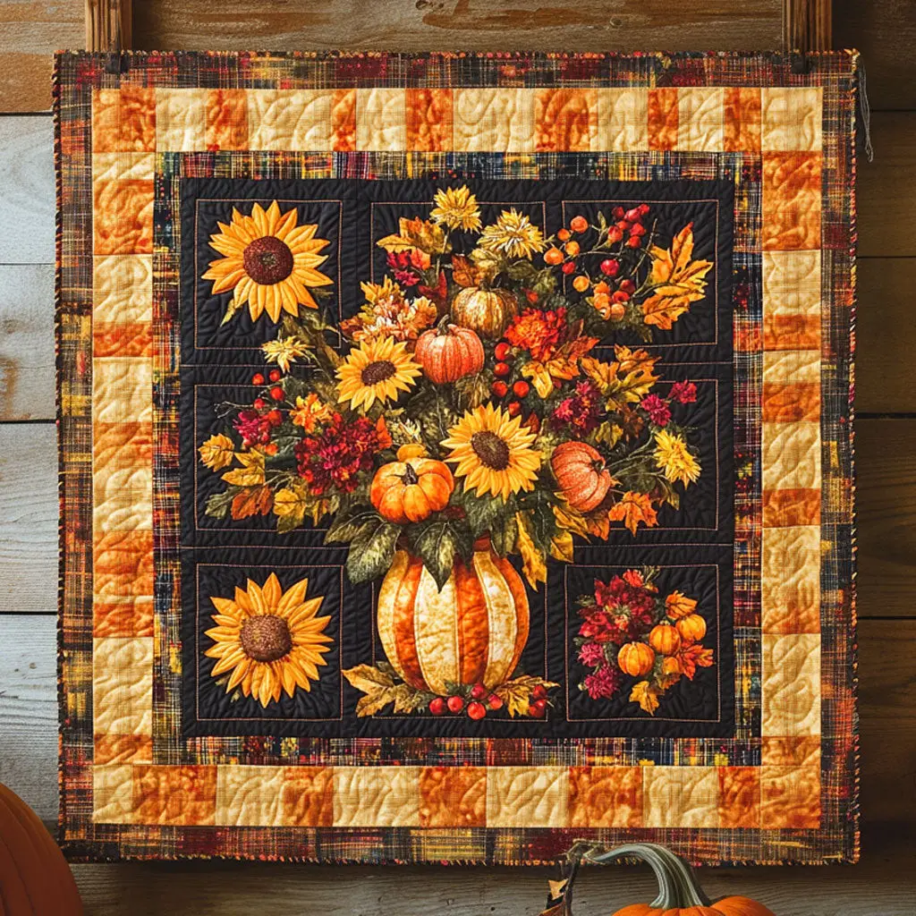 Flowers Vase Decoration Quilt Blanket Fall Throw Blanket Ideal Holiday Flower Lover Gifts Flowers Vase Decoration Quilt Blanket Fall Throw Blanket Ideal Holiday Flower Lover Gifts - Image 1