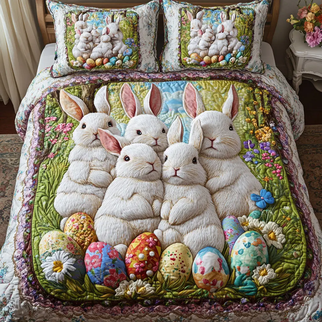 Fluffy Gathering Quilted Bedding Set Holiday Bed Sheet Set Gifts For Best Friends