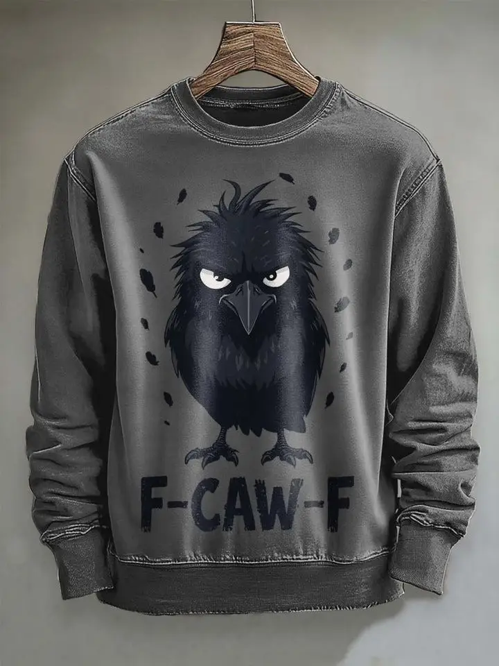 Fluffy Raven F CAW F Sweatshirt Funny Holiday Clothing Raven Lover Present Ideas