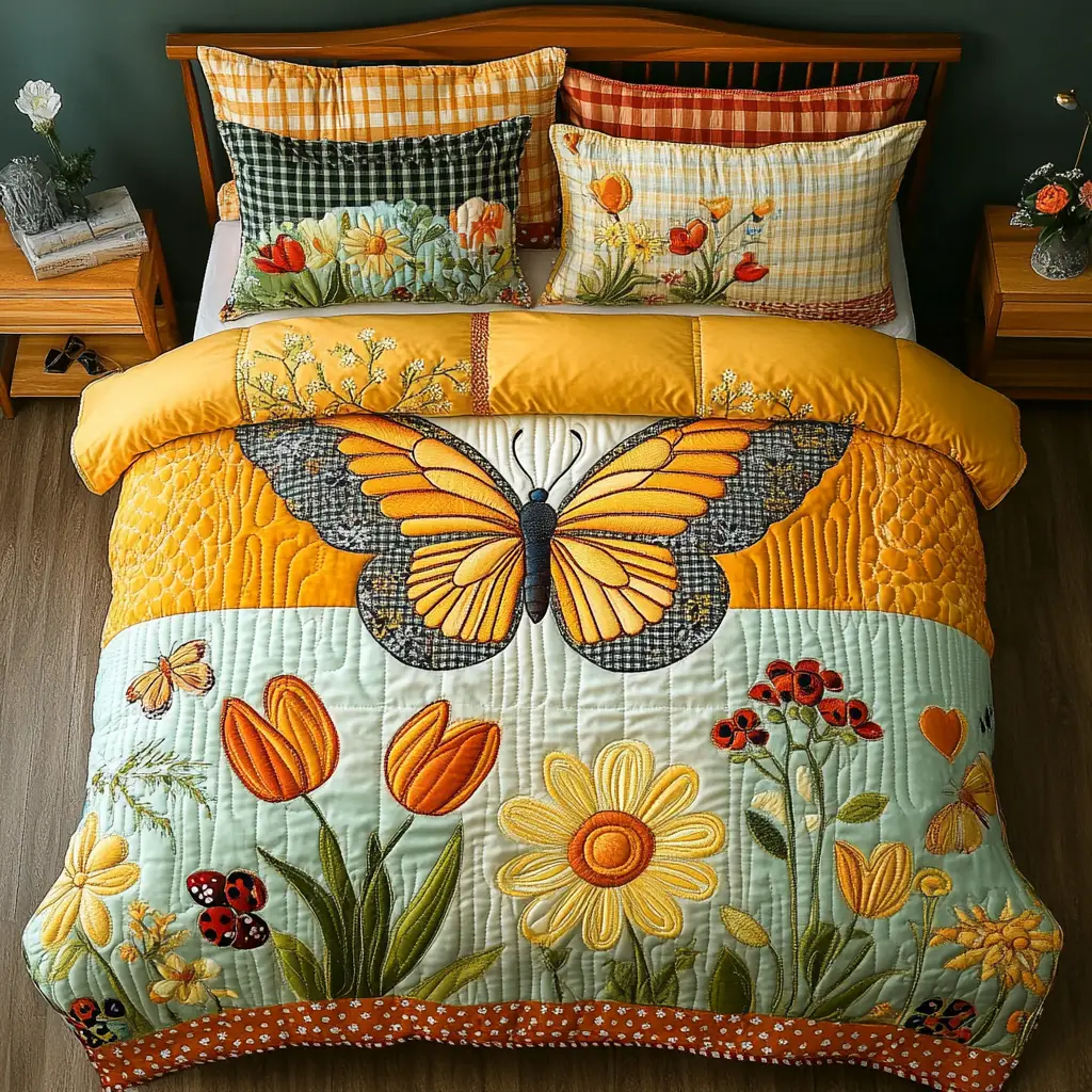 Flutter Grace Quilted Bedding Set Christmas Bedroom Decor Ideas Cute Butterfly Lover Ideas For Gifts Flutter Grace Quilted Bedding Set Christmas Bedroom Decor Ideas Cute Butterfly Lover Ideas For Gifts - Image 1