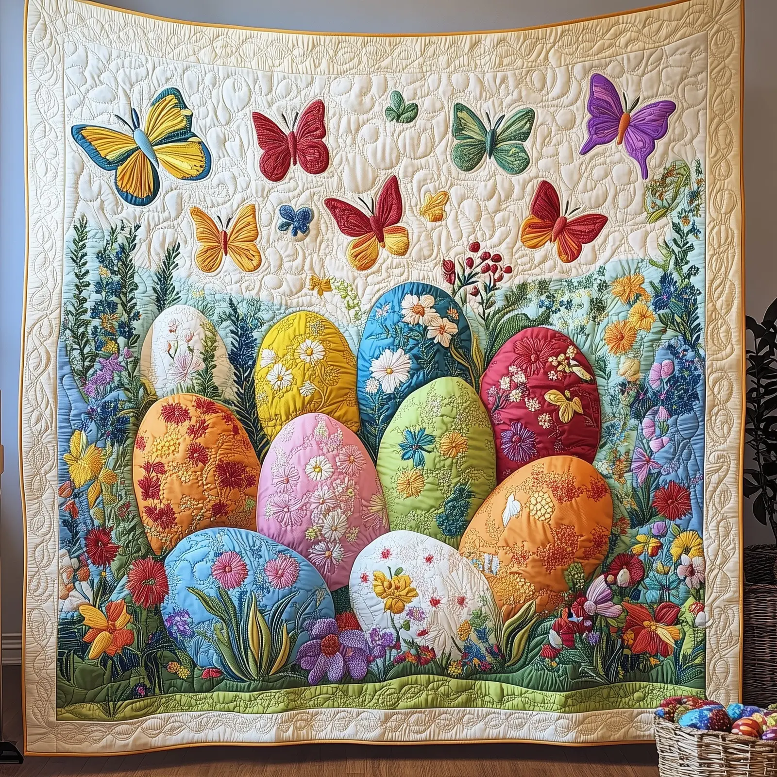Fluttering Into Easter Quilted Blanket Bed Room Decoration Gifts Ideas For Mom