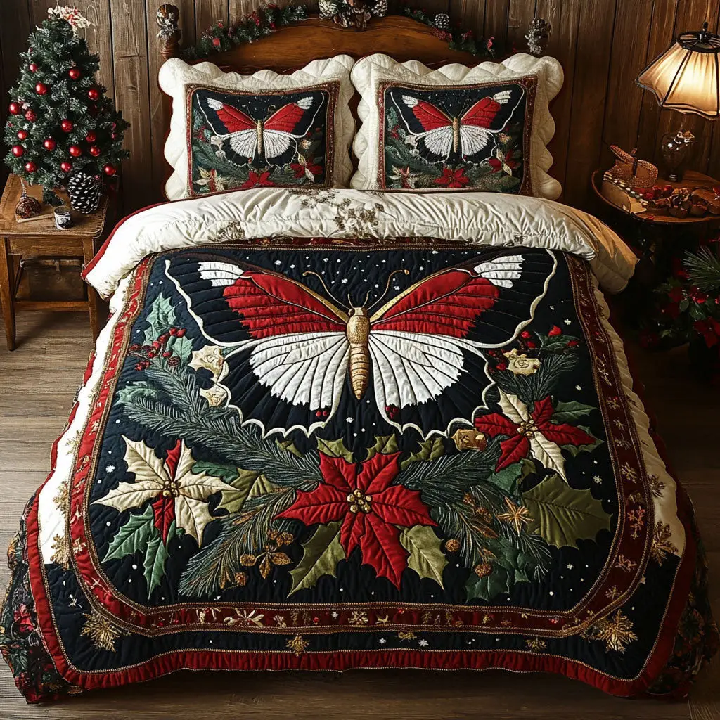 Fluttering Serenity Quilted Bedding Set Duvet Cover Bedspread  Bedroom Decor For Parents