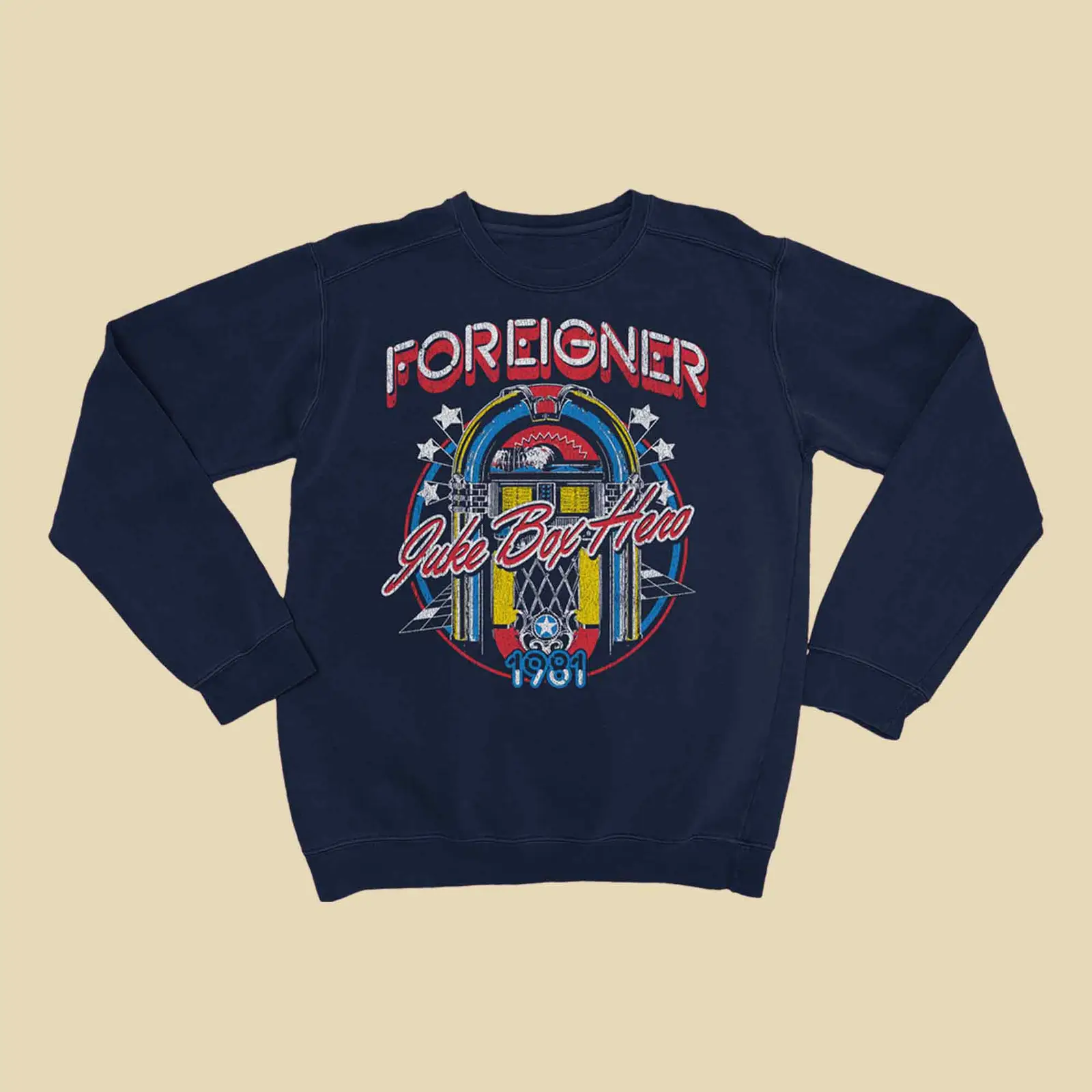 Foreigner Merch Juke Box Hero Sweatshirt 80s Vintage Rock Apparel Concert Outfit