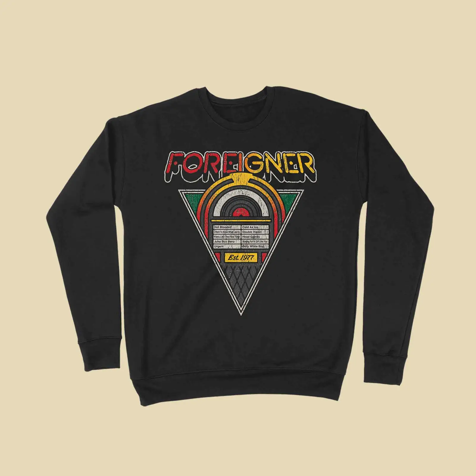 Foreigner Merch Juke Box Sweatshirt Rock Music Fans Apparel Concert Outfit