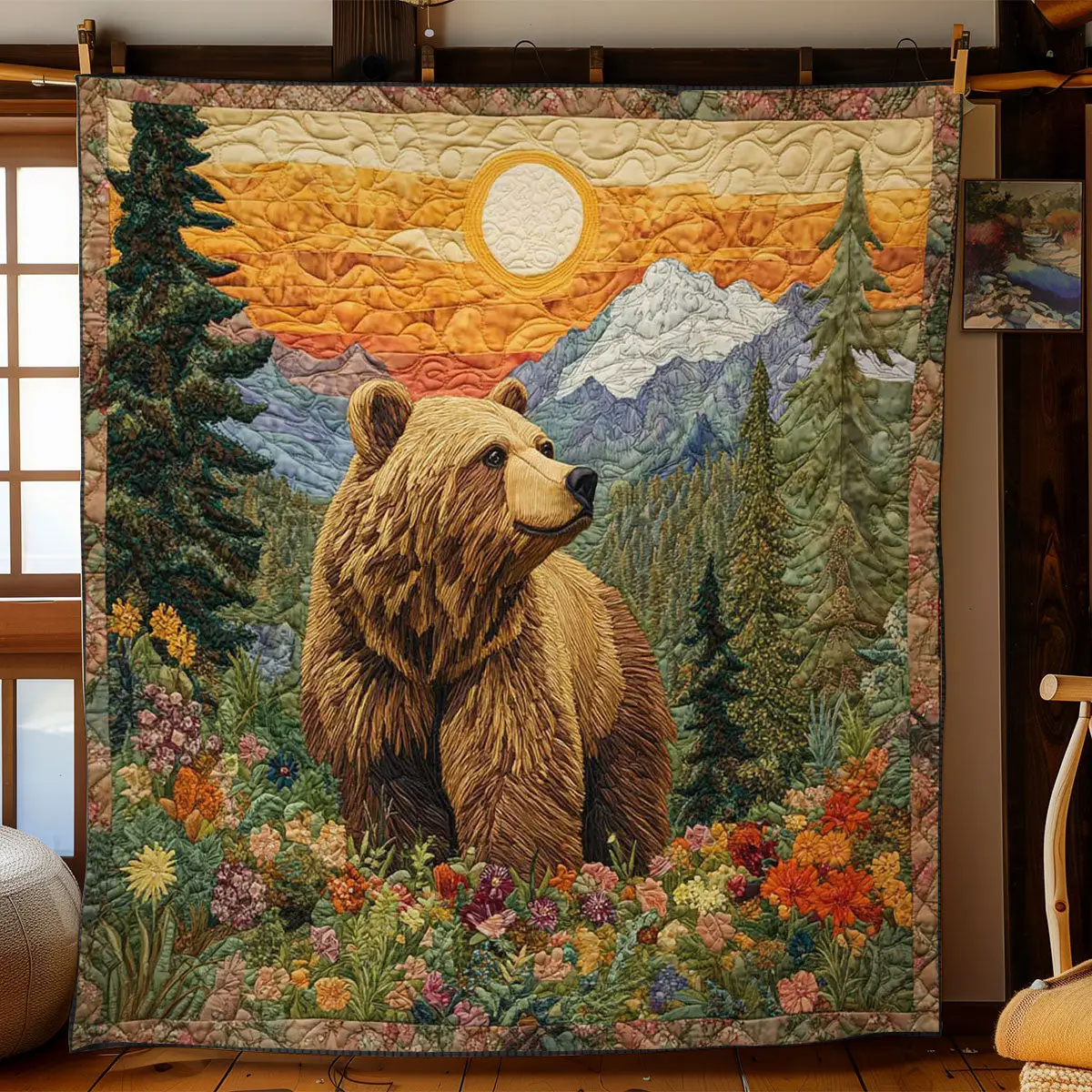 Forest Bear Quilt Soft and Cozy Quilt Blanket for Comfortable Sleep