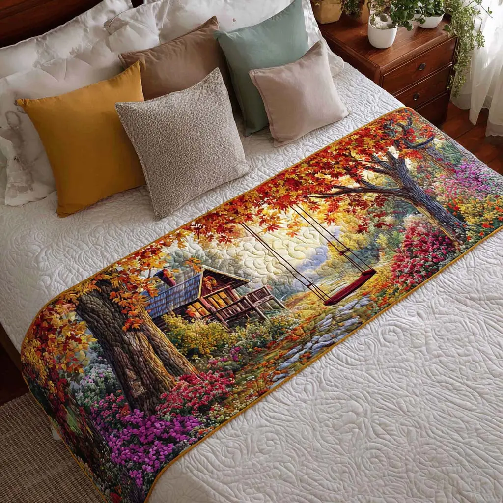 Forest Cabin Whisper Quilted Bed Runner Forest Cabin Whisper Nature Gift