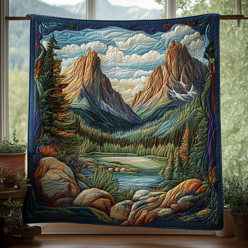 Forest Green Quilted Blanket Christmas Throw Blanket Gift Ideas For Nature Lovers Forest Green Quilted Blanket Christmas Throw Blanket Gift Ideas For Nature Lovers - Image 1