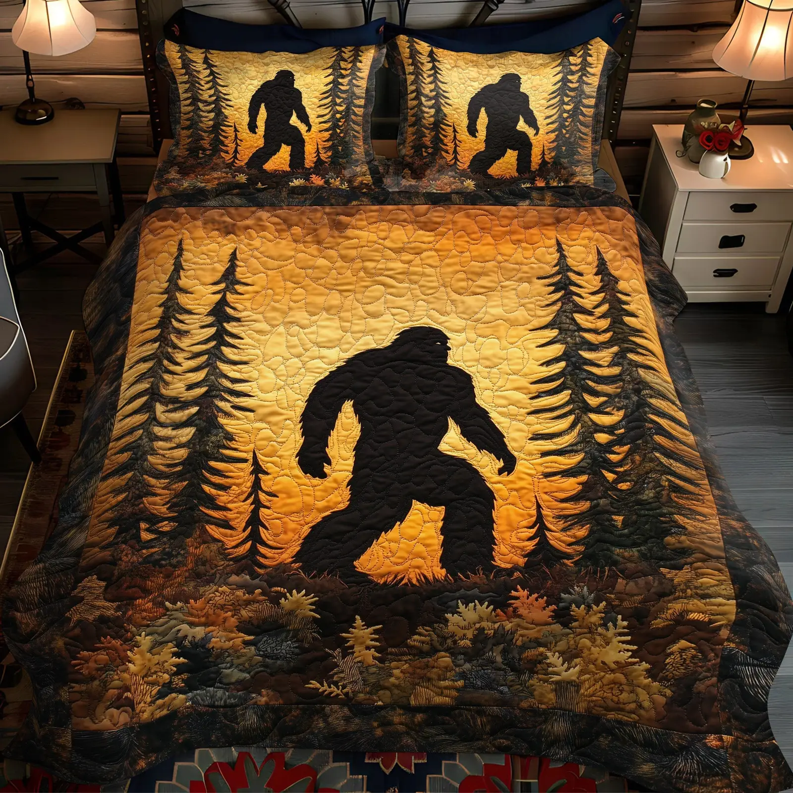 Forest Guardian Quilted Bedding Set Luxury Duvet Cover Set for Elegant Bedroom Decor Forest Guardian Quilted Bedding Set Luxury Duvet Cover Set for Elegant Bedroom Decor - Image 1