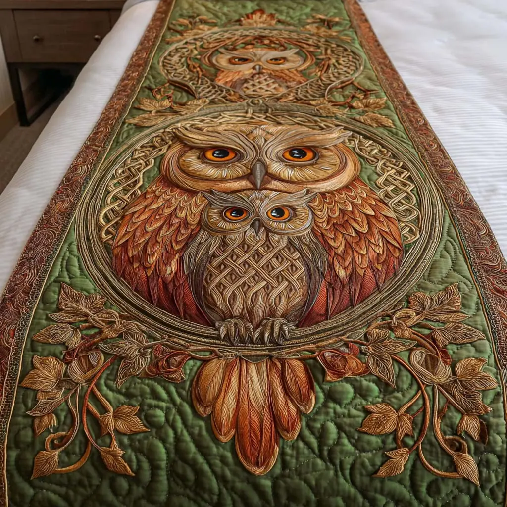 Forest Heirloom Quilted Bed Runner Forest Heirloom Pattern Nature-Home Gift
