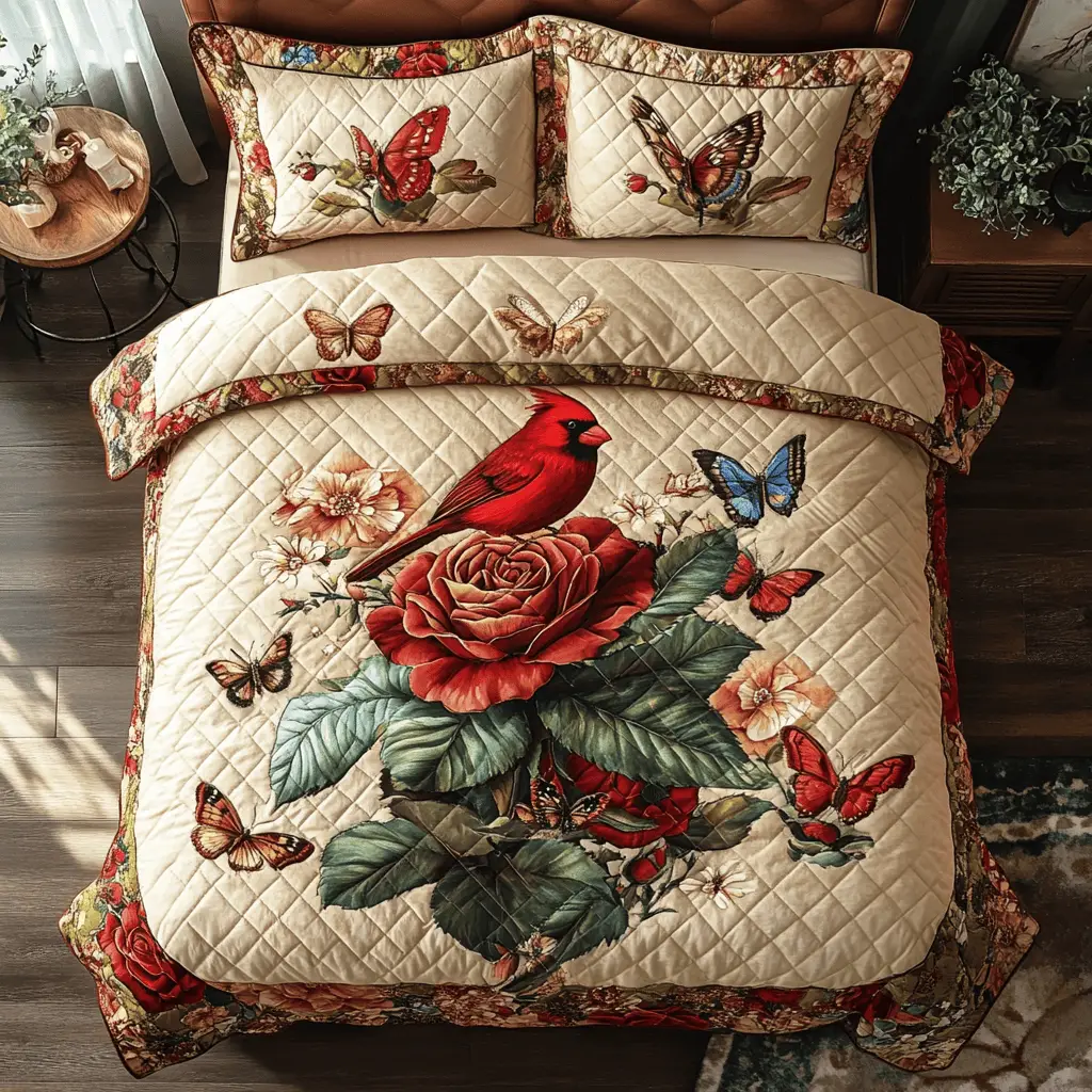 Forest Messenger Quilted Bedding Set Christmas Bedroom Ideas Cardinal Christmas Gift