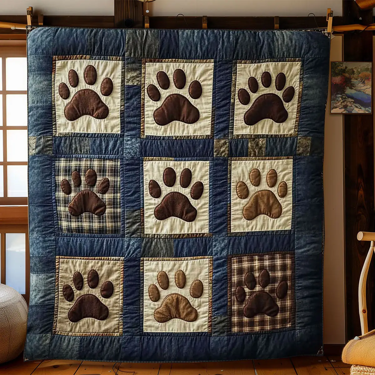 Forest Paw Dog Quilt Home Essential Gift Cozy Quilt Blanket