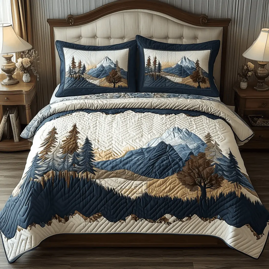 Forest Vibe Quilted Bedding Set Blue Duvet Covers Awesome Mother's Day Gifts For Mom