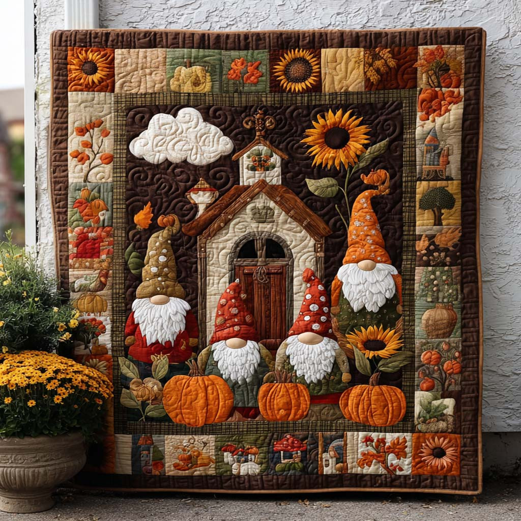 Forest Whispers Quilted Blanket Autumn Throw Blanket Gnome Presents