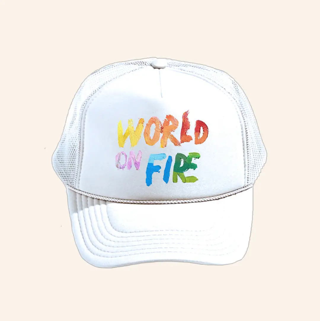 Forking And Country Merch World On Fire Trucker Hat Xmas Presents For Him -WearandDecor