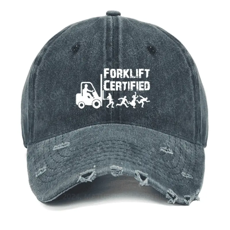 Forklift Certified Funny Washed Vintage Cap Sarcastic T-Shirt for Men – Humorous Graphic Tee