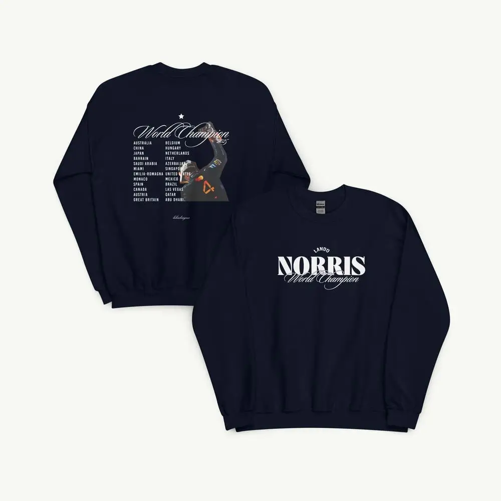 Formula 1 World Champion Merch Sweatshirt Lando Norris World Champion F1 Clothing Gifts For Him Formula 1 World Champion Merch Sweatshirt Lando Norris World Champion F1 Clothing Gifts For Him - Image 1