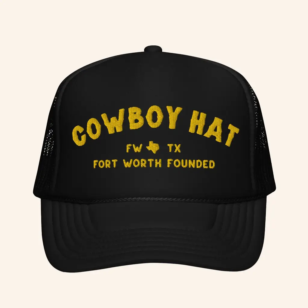 Fort Worth Founded Merch Cowboy Hat Embroidered Trucker Hat Xmas Gifts For Men -WearandDecor