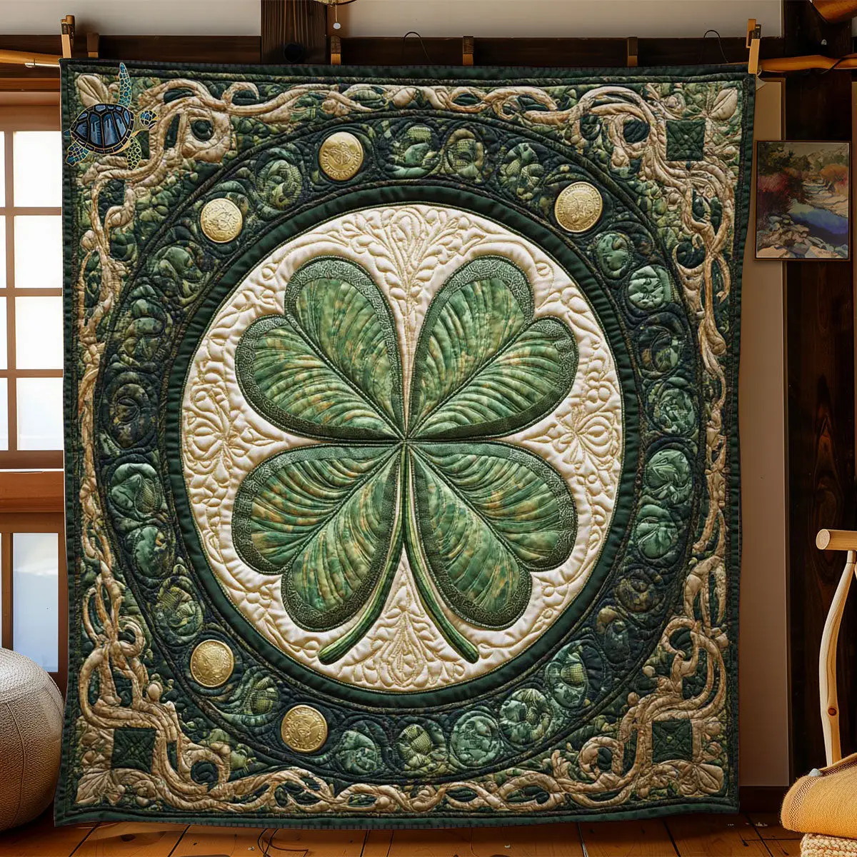 Four Leaf Fortune Quilt Blanket Cute Soft Blanket Happy St Patrick'S Day Gifts