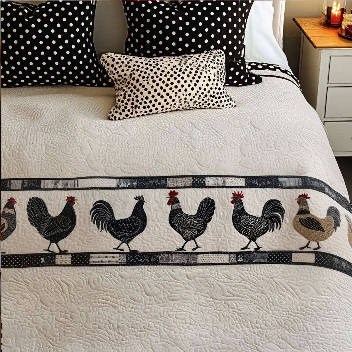 Fowl Fantasy Quilted Bed Runner Fowl Fantasy Farm Gift