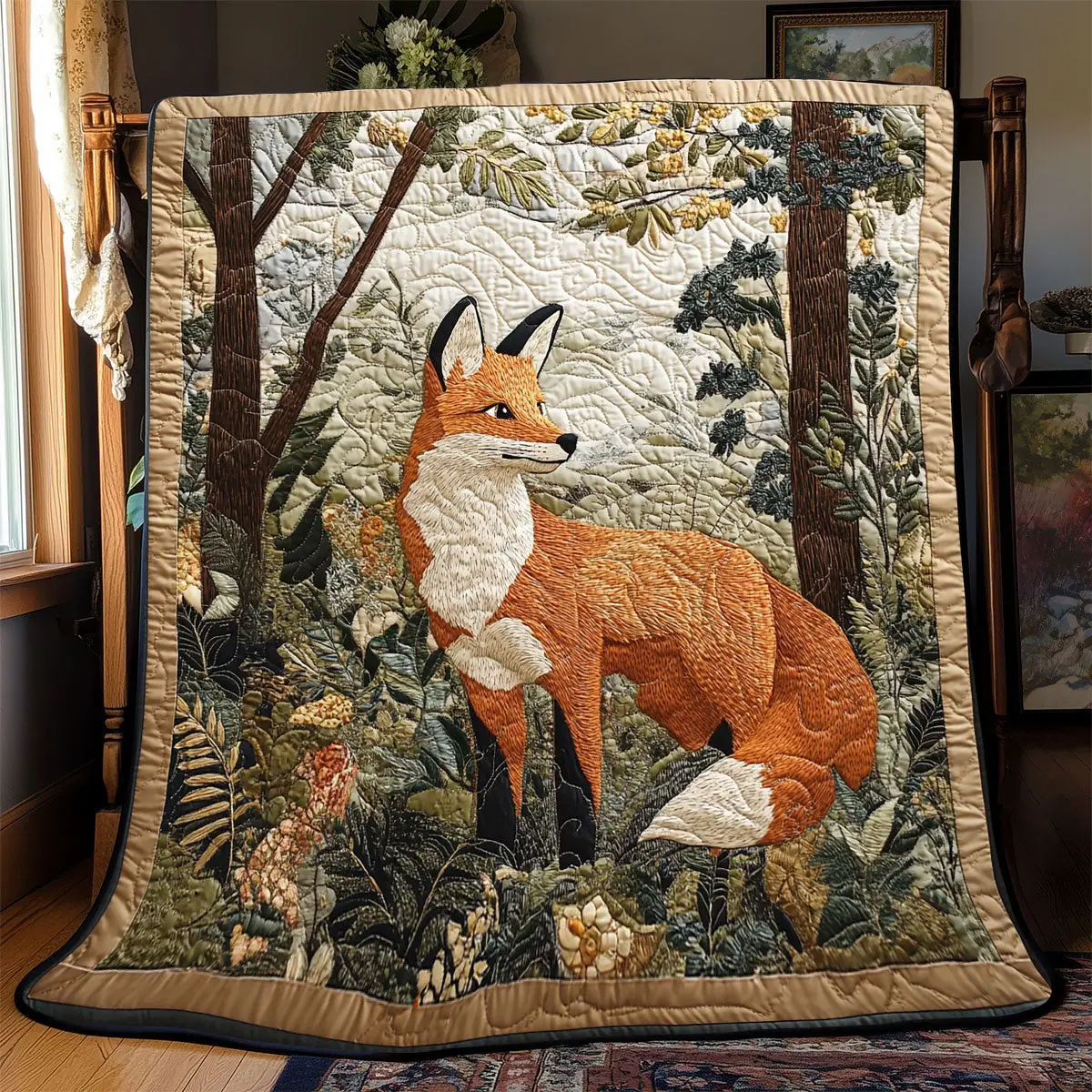 Fox Quilt Blankets Couch Good Gifts For Dads 50Th Birthday