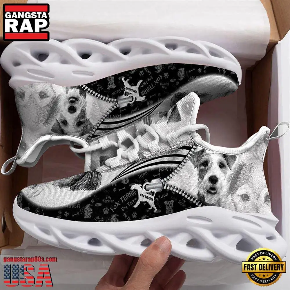 Fox Terrier Sketch Dogs Lover Air Max Shoes Air Cushion Sneakers, Running Sneakers