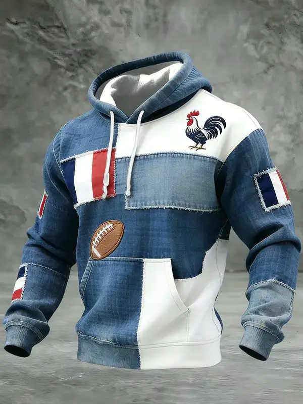 France Rugby Rooster Patchwork Hoodie Les Bleus Fan Gear Trending Merch Best Gift For Rugby Fans France Rugby Rooster Patchwork Hoodie Les Bleus Fan Gear Trending Merch Best Gift For Rugby Fans - Image 1