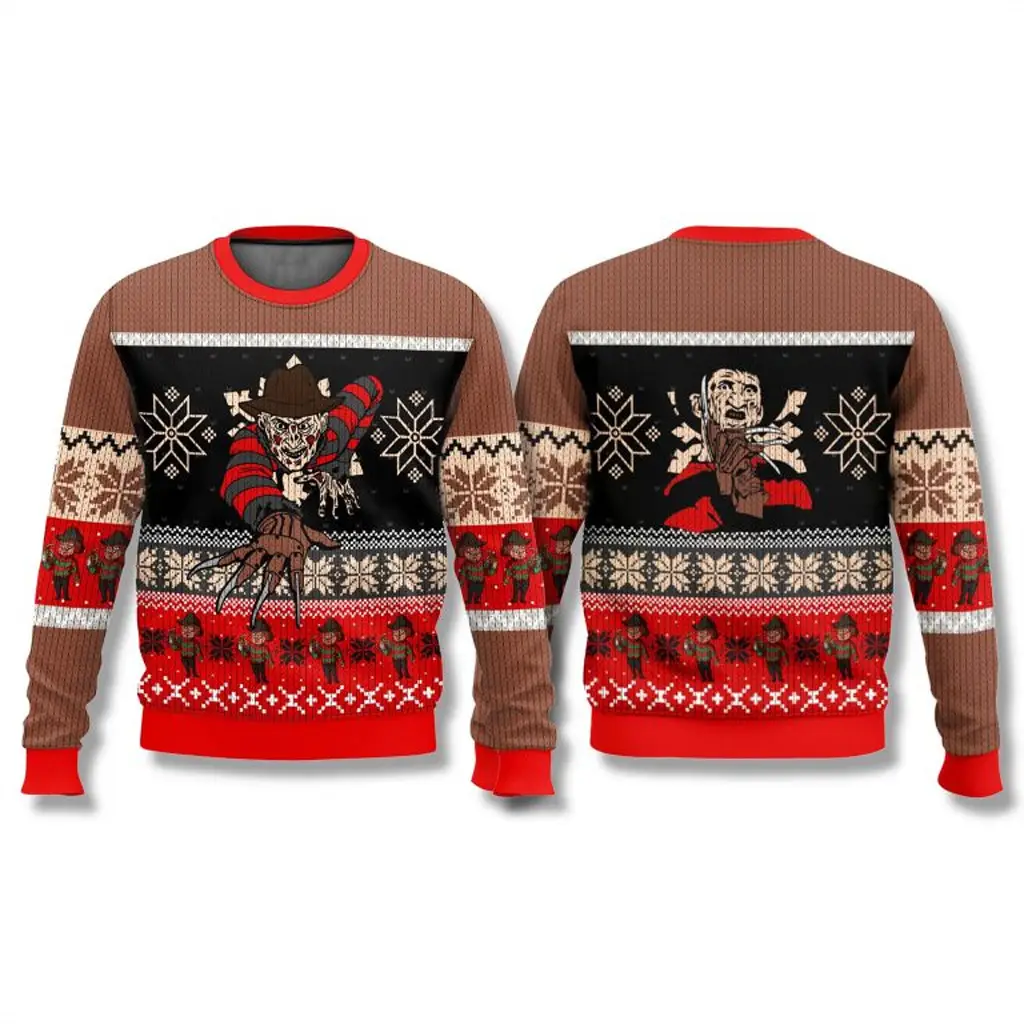 Freddy Krueger Crawling Christmas Ugly Sweater Mens Xmas Clothes Christmas Ideas For Boyfriend - WearandDecor