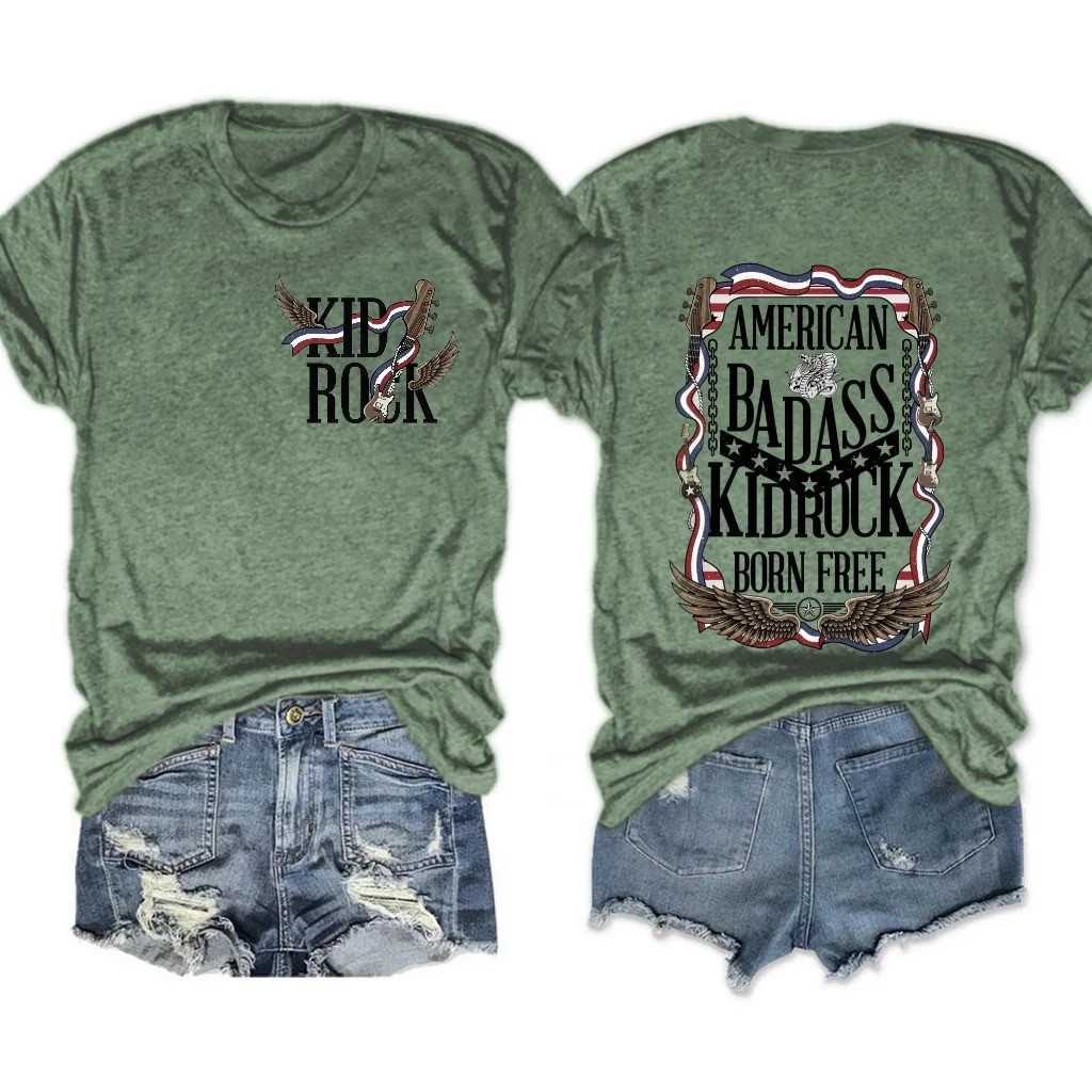 Freedom 250 Tour Merch Kid Rock American Badass Born Free Tee Independence Gift